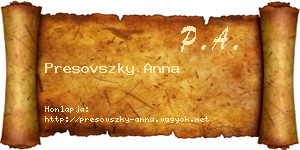 Presovszky Anna névjegykártya