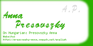 anna presovszky business card